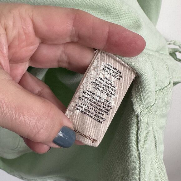 Soft Surroundings Sweatshirt M Seafoam Green Tie Cuffs Boat Neck Beachy Top - Picture 6 of 10